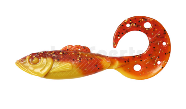 001212B017 Killer Grub 4" (ca. 12,0 cm) yellow / motoroil-glitter