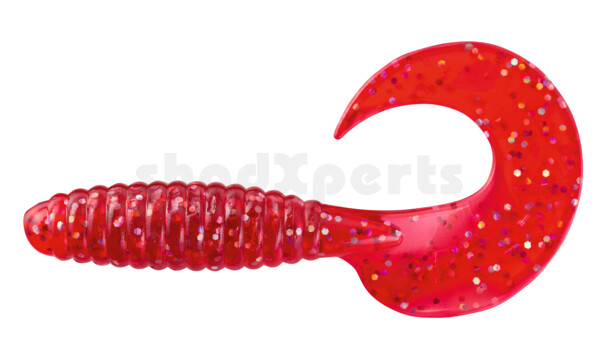 000608076 Twister 4" regulär (ca. 8,0 cm) rot transparent glitter