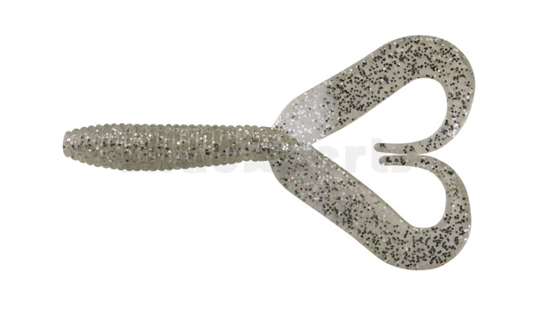 000607DT-022 Twister 3" Doubletail regulär (ca. 7,0 cm) clear silver glitter