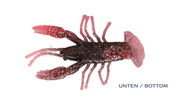 002306CF-05 Baby Crawfish 2" (6,5cm) blutrot-schwarz- mit rotem Glitter