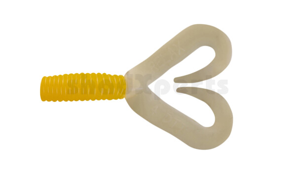 000604DT-054 Twister 2" Doubletail regular (ca. 4,5 cm) yellow / white