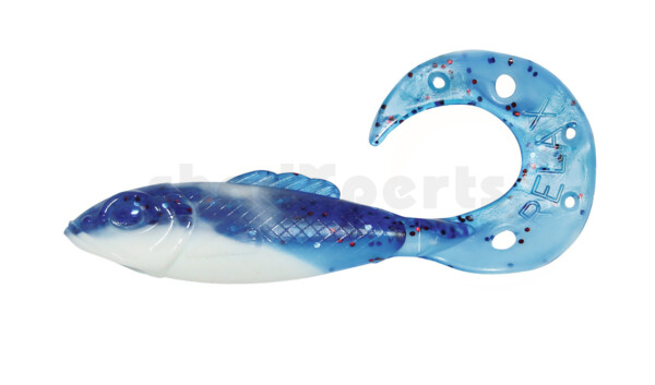 001212B078 Killer Grub 4" (ca. 12,0 cm) reinweiss / klar blau Glitter