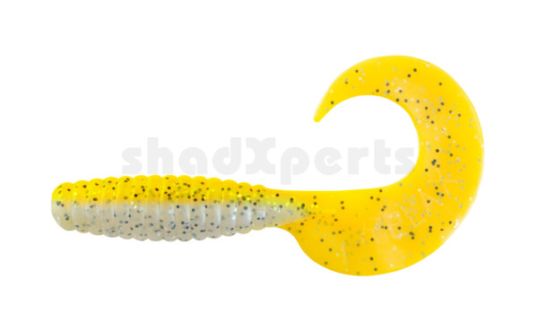 000513B904 Xtra Fat Grub 5,5" laminiert (ca. 13,0 cm) blauperl pepper glitter / gelb