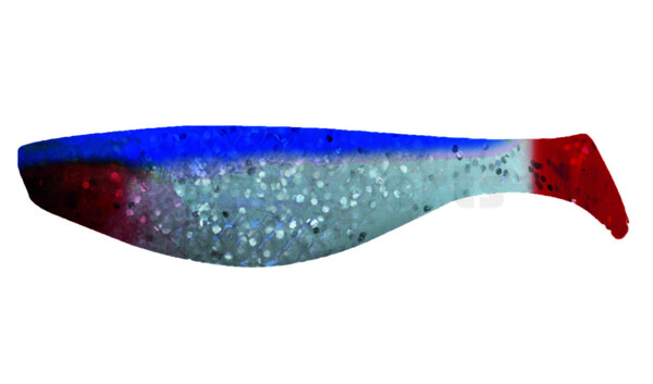 000108047R Aqua 3" (ca. 8,0 cm) blauperl-glitter / blau / red tail