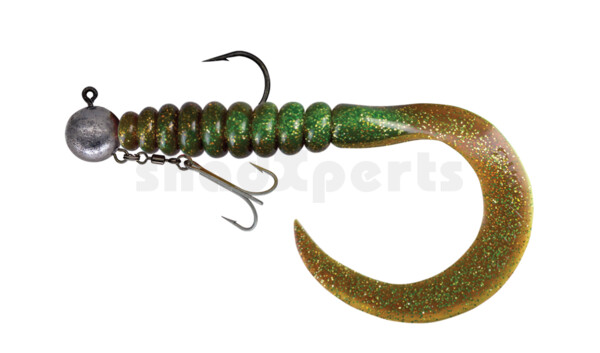 000628MB054-240 SX XXL Grub 11" grün (chartreuse)-Glitter / motoroil Glitter, montiert auf HMEG 16/0 240g