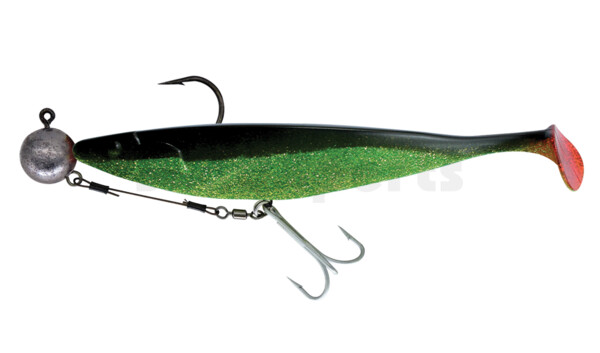 000430M067-240 Megalodon 12" (ca. 30,0 cm) grün(chartreuse)-Glitter / schwarz, montiert auf HMEG 16/0 240g