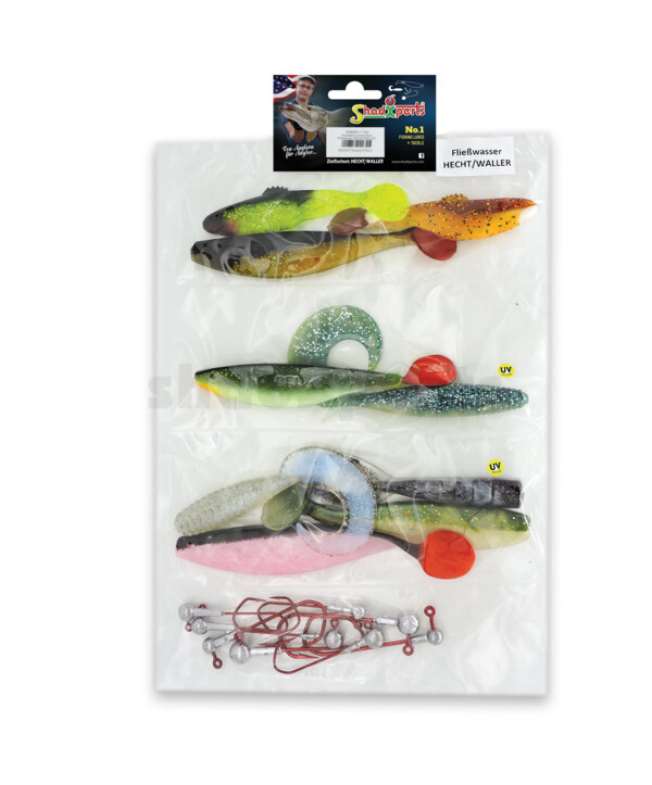 0006005 ShadXperts Zielfischset Fließwasser HECHT/WALLER - ca. 10 Shads/8 Jigs