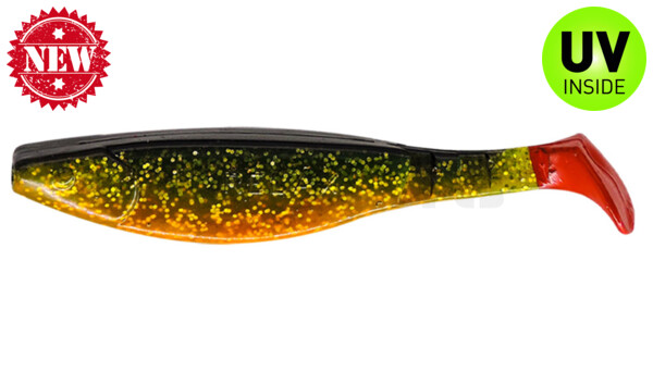 000216067BORT Kopyto-River 6" (ca. 16,0 cm) chartreuse glitter  / Zander / belly: orange