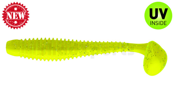 004013B034 Texas 5" (ca. 13 cm) fluogelb  / fluogrün-Glitter