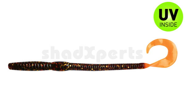 0021701 Ringgrub(Huchenzopftwister) 6" (ca. 16 cm) motoroil-glitter/orange Tail