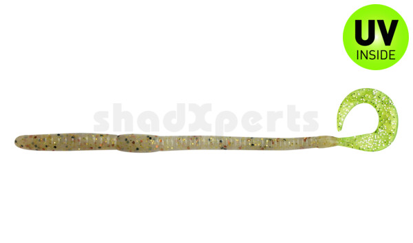 0021706 Ringgrub(Huchenzopftwister) 6" (ca. 16 cm) sand of desert / chartreuse glitter tail