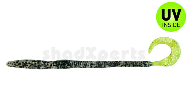 0021708 Ringgrub(Huchenzopftwister) 6" (ca. 16 cm) clear pepper gl./grün-glitter Tail