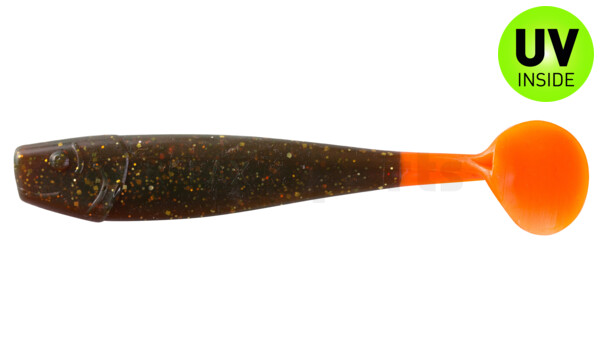 002011092OT King-Shad 4" (ca. 11,0 cm) motoroil-gold-glitter / orange tail