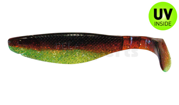 000214B054 Kopyto-River 5" (ca. 13,0 cm) chartreuse glitter / motoroil-glitter