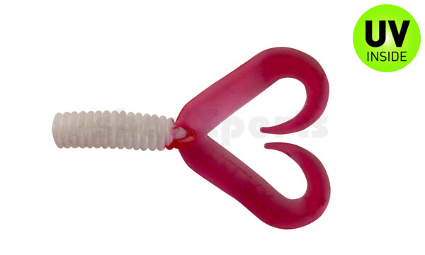 000604DT-048 Twister 2" Doubletail regular (ca. 4,5 cm) white / red tail