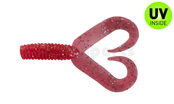 000604DT-096 Twister 2" Doubletail regulär (ca. 4,5 cm) feuerrot glitter