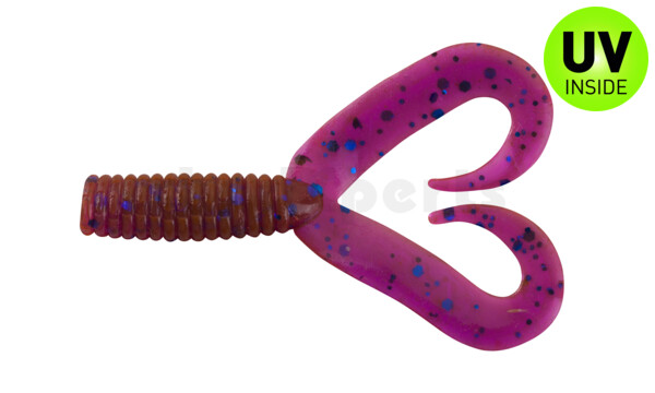 000604DT-303 Twister 2" Doubletail regulär (ca. 4,5 cm) crawfish-violett-electric blue-glitter