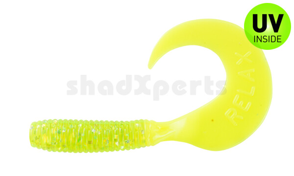 000606083 Twister 2,5" regulär (ca. 6,0 cm) chartreuse glitter / fire tail