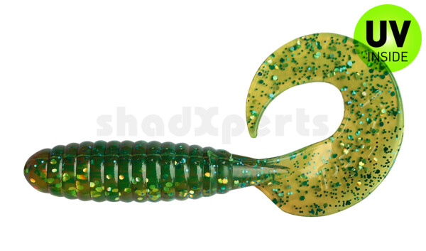 000508B054 Twister 4" laminiert (ca. 8,0 cm) chartreuse glitter / motoroil-glitter
