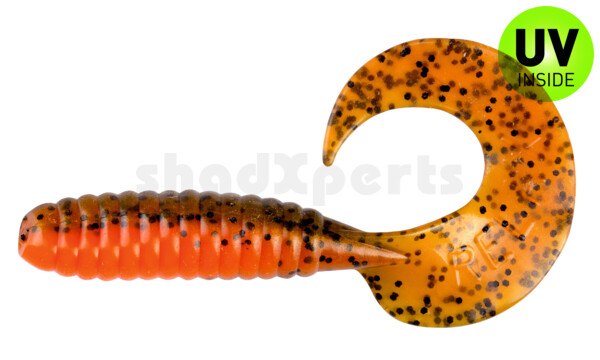 000508B068 Twister 4" laminated (ca. 8,0 cm) orange-glitter / brown amber (olive)-black glitter