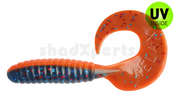 000508B902 Twister 4" laminiert (ca. 8,0 cm) orange / blue red glitter