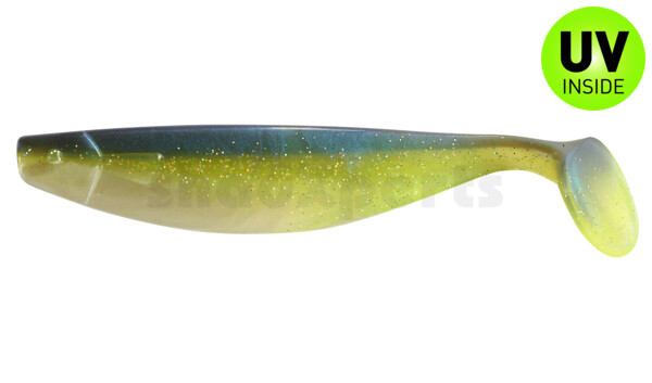 000416304 Xtra-Soft 6" (ca. 16,0 cm) pearlwhite-chartreuse-glitter-blue