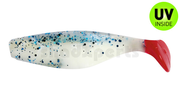 000408B078RT Shad 3" (ca. 8,0 cm) white / clear blue-glitter / red tail