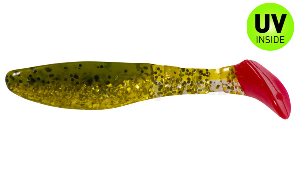 000208B173RT Kopyto-Classic 3" (ca. 8,0 cm) watermelon chartreuse glitter / clear gold glitter / red tail