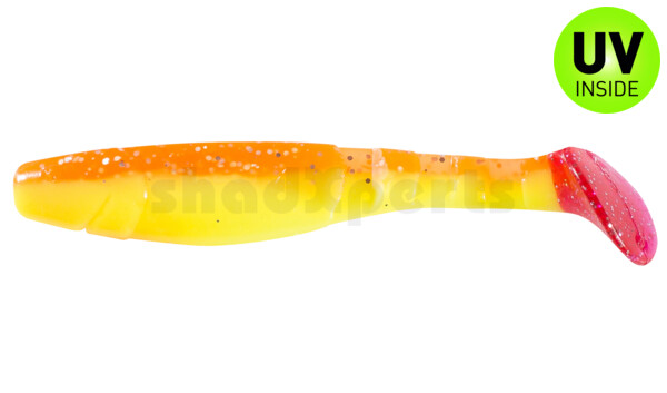 000211B033RT Kopyto-Classic 4" (ca. 11,0 cm) fluogelb  / orange-silber Glitter / red tail