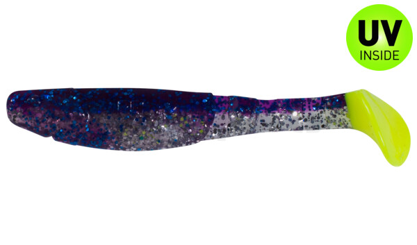000211B314FT Kopyto-Classic 4" (ca. 11,0 cm) klar silber glitter / violett electric blue glitter fire tail