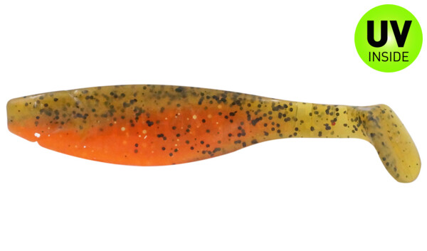 000212B068 Kopyto-River 4" (ca. 11,0 cm) orange-glitter / brown amber (olive)-black glitter