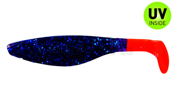 000212110OT Kopyto-River 4" (ca. 11,0 cm) clear-purple-electric-blue-glitter / orange tail