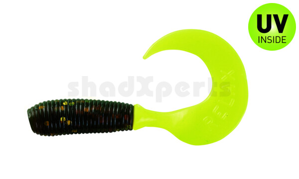 000635304 Twister 1" regulär (ca. 3,5 cm) motoroil gold glitter / fire tail