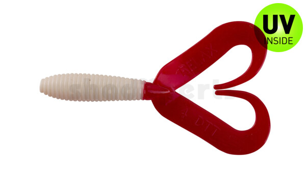 000607DT-048 Twister 3" Doubletail regulär (ca. 7,0 cm) white / red tail