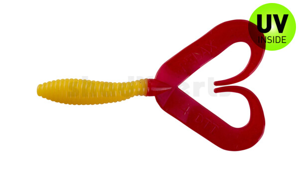 000607DT-052 Twister 3" Doubletail regulär (ca. 7,0 cm) yellow / red tail