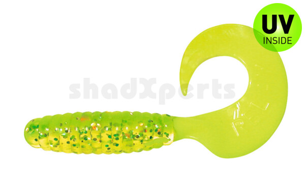 000608083 Twister 4" regulär (ca. 8,0 cm) grün(chartreuse) glitter / fire tail