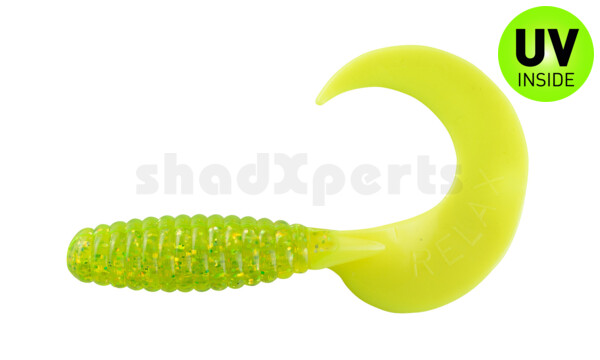 000613083 Xtra Fat Grub 5,5" regulär (ca. 13,0 cm) grün(chartreuse) glitter / fire tail