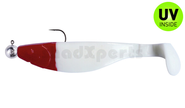 000212M001RH-10 Kopyto-River 4" (ca. 12,0 cm) reinweiss / Red Head, montiert auf SXRO 6/0 10g