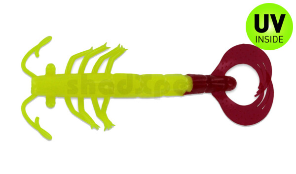 004711007 BBB Shrimp 4" (ca. 11cm) Opaque Chartreuse  / Red Tail