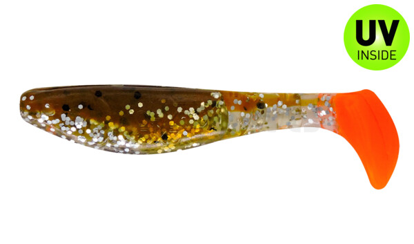 000208B111RT Kopyto-Classic 3" (ca. 8,0 cm) clear silver glitter / brown amber (olive)-black glitter / red tail