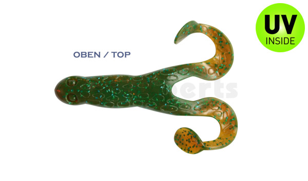 000305B054 Turbofrog 2" (ca.5,0 cm) grün (chartreuse)-Glitter / motoroil Glitter