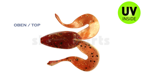 000311B023 Frog 3" (ca. 8,0 cm) goldpearl / motoroil-glitter