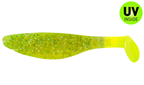 000212066FT Kopyto-River 4" (ca. 11,0 cm) chartreuse-glitter / fire tail