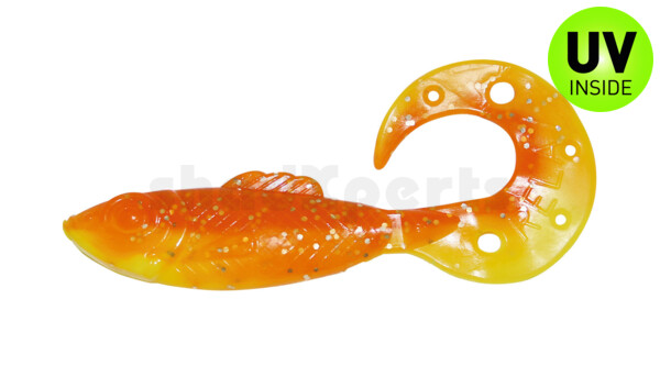 001212B033 Killer Grub 4" (ca. 12,0 cm) fluogelb  / orange-silber Glitter