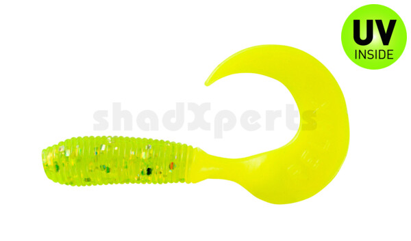 000604083 Twister 2" regulär (ca. 4,5 cm) grün(chartreuse) glitter / fire tail