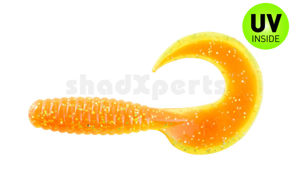 000513B141 Xtra Fat Grub 5,5" laminiert (ca. 13,0 cm) orange-glitter / fluogrün-glitter