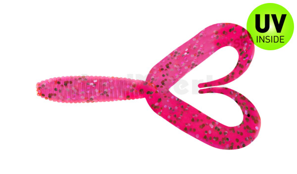 000607DT-042 Twister 3" Doubletail regulär (ca. 7,0 cm) hot pink glitter