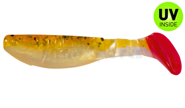 000208B023RT Kopyto-Classic 3" (ca. 8,0 cm) goldperl / motoroil Glitter / red tail