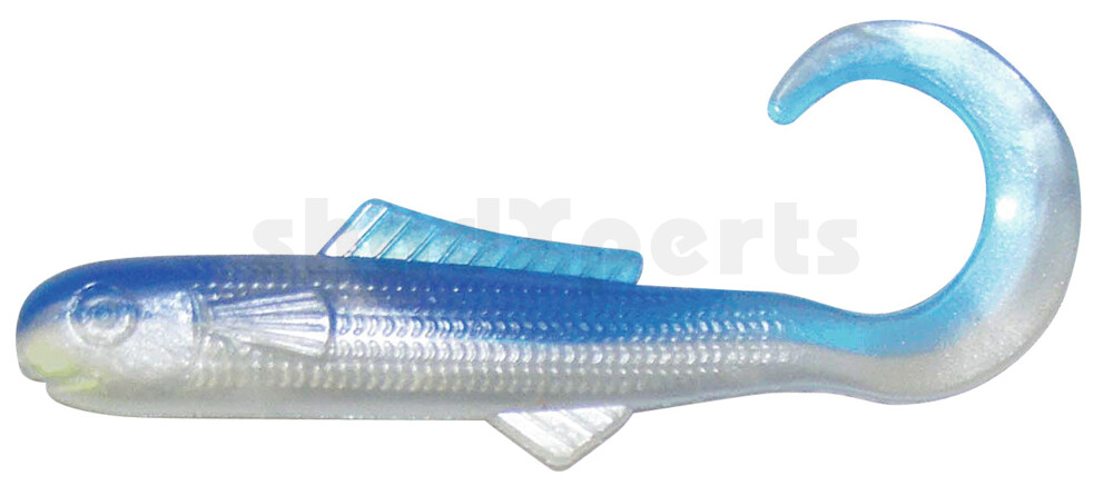 000909CT005 Banjo Curl Tail 3" (ca. 8 cm) Pearl w/blue Back