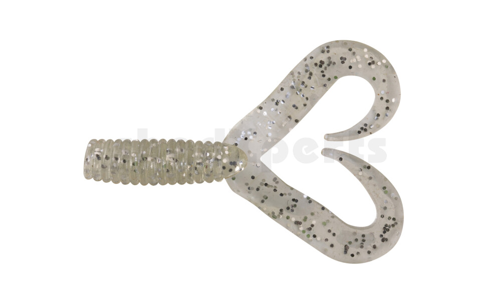 000604DT-022 Twister 2" Doubletail regulär (ca. 4,5 cm) klar silber glitter